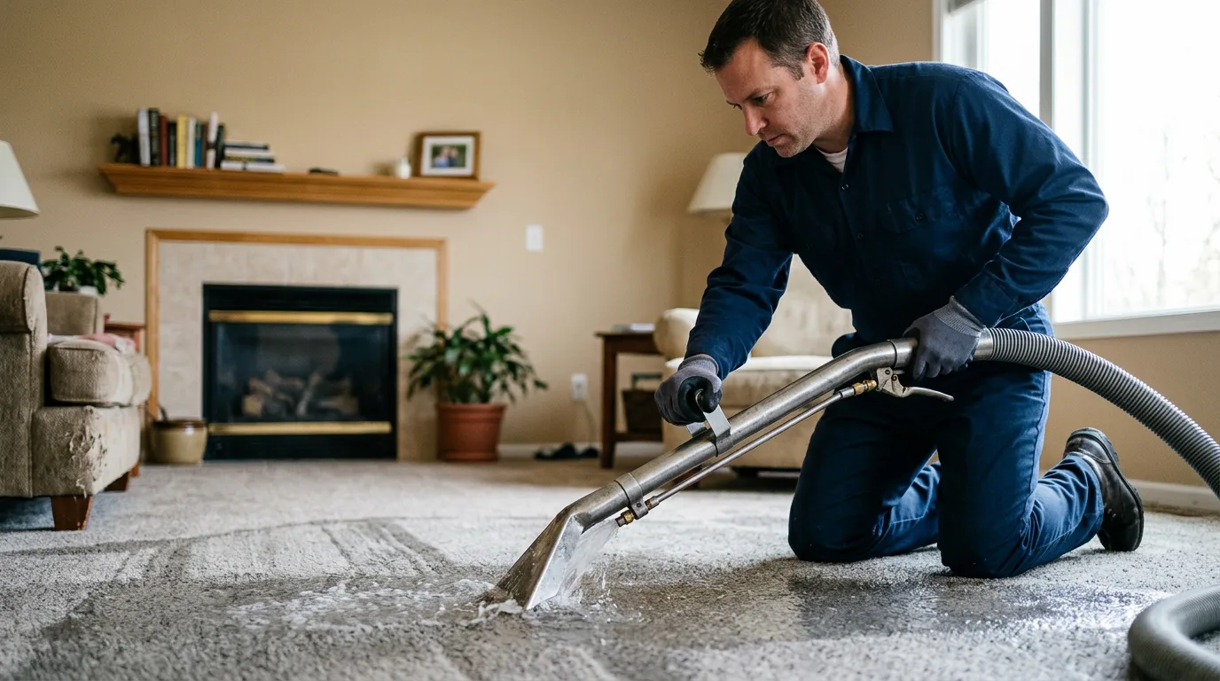 Water damage restoration technician working near Lilly, PA